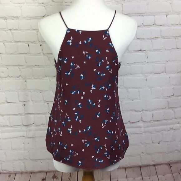 WAYF Burgundy Lace & Floral Lace up Camisole spaghetti strap top. XS - Picture 3 of 9